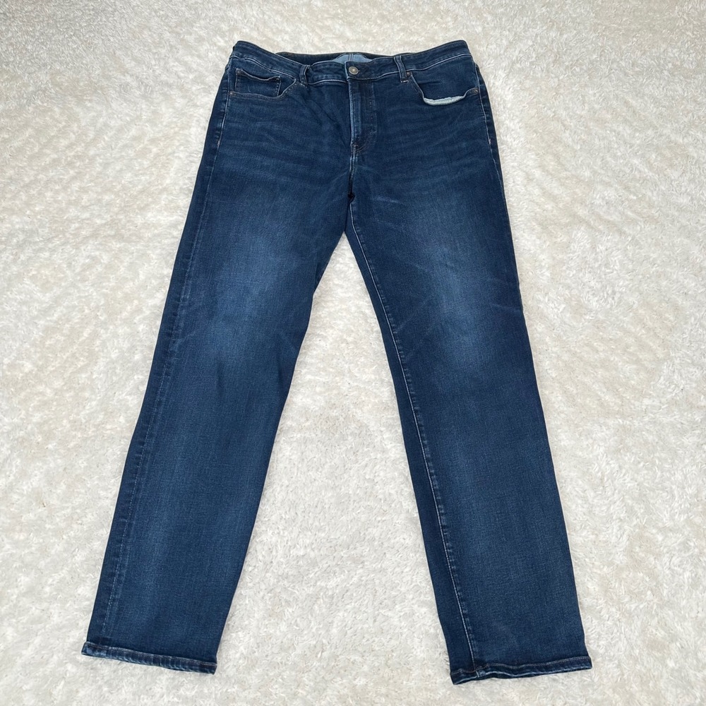 Express Men's 38x34 Slim Straight Jeans Whiskering Dark Wash Casual Preppy